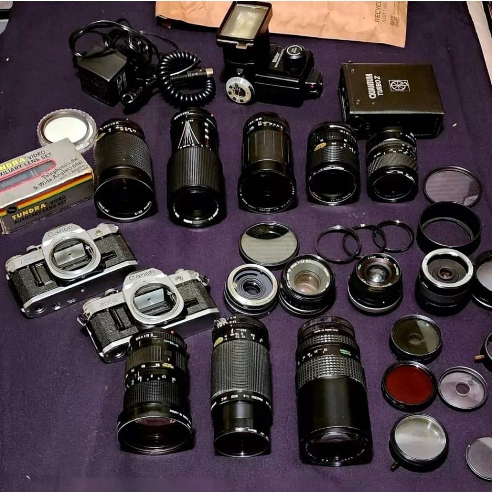 Two Canon cameras and lenses
